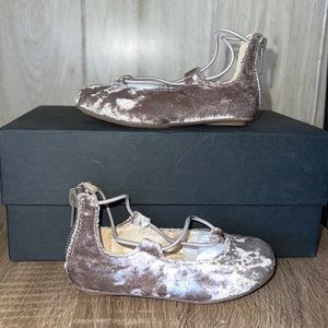 YS yosi samra miss Shelly-F crushed velvet ballet flat. Color mink, size 6T